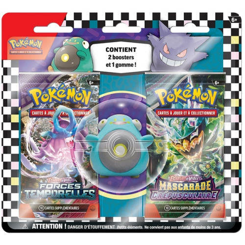 Pokemon - Blister de 2 boosters - Rentrée des classes 2024 - Gomme + 2 Boosters (Ampibidou)