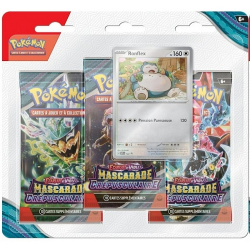 Pack de 3 Boosters Pokémon EV06 - Ecarlate et Violet - Mascarade Crepusculaire : Ronflex